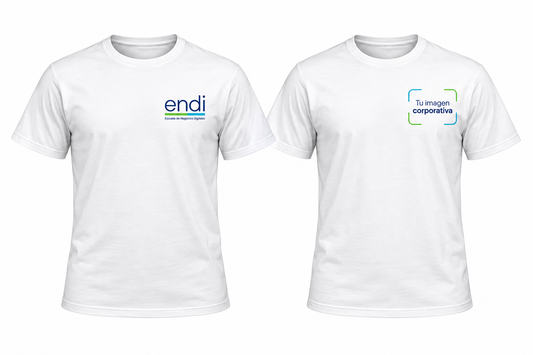 Polera blanca con logo pequeño 10 unidades